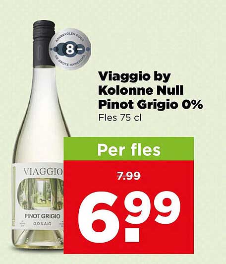 Viaggio by Kolonne Null Pinot Grigio 0% Fles 75 cl