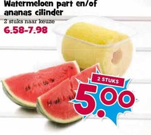 Watermeloen part en/of ananas cilinder 2 stuks naar keuze