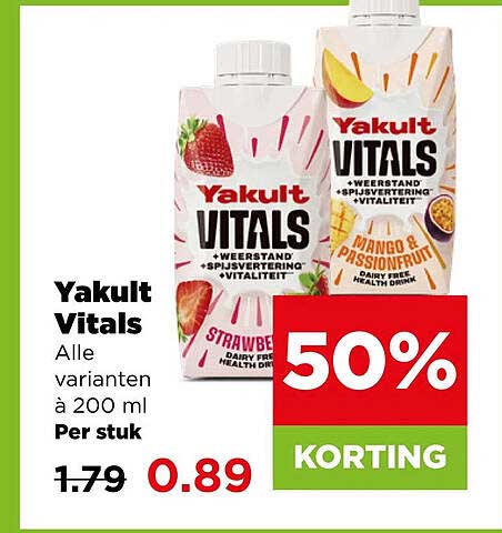 Yakult Vitals Alle varianten à 200 ml Per stuk