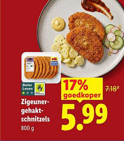 Zigeuner-gehakt-schnitzels 800 g 17% goedkoper