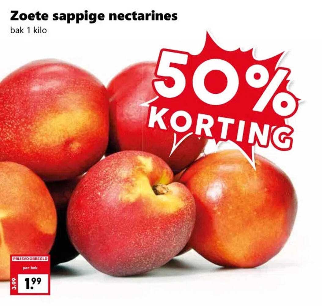 Zoete sappige nectarines bak 1 kilo 50% KORTING