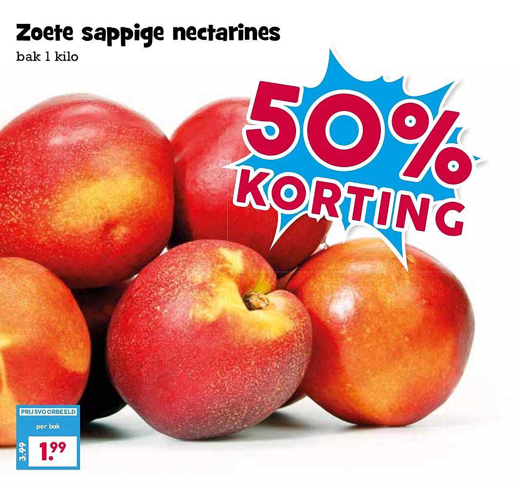 Zoete sappige nectarines bak 1 kilo 50% korting