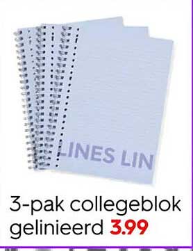 3-pak collegeblok gelinieerd