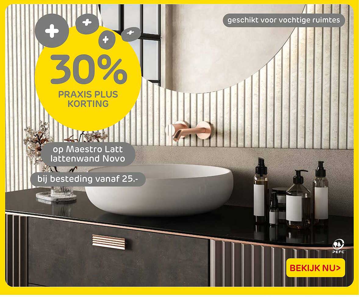 30% PRAxis Plus korting op Maestro Latt lattenwand Novo bij besteding vanaf 25.-