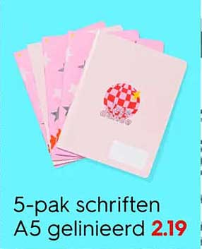 5-pak schriften A5 gelinieerd