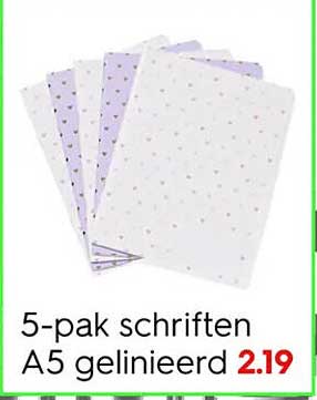 5-pak schriften A5 gelinieerd