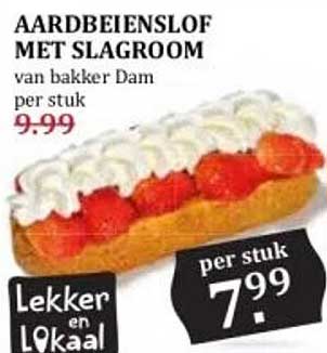 Aardbeien-slof met slagroom van bakker Dam