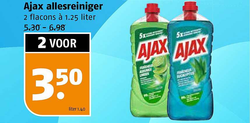 Ajax allesreiniger 2 flacons à 1.25 liter