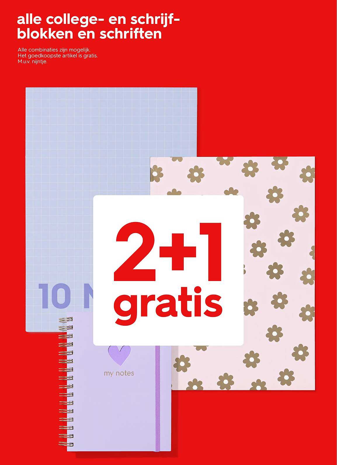alle college- en schrijfblokken en schriften