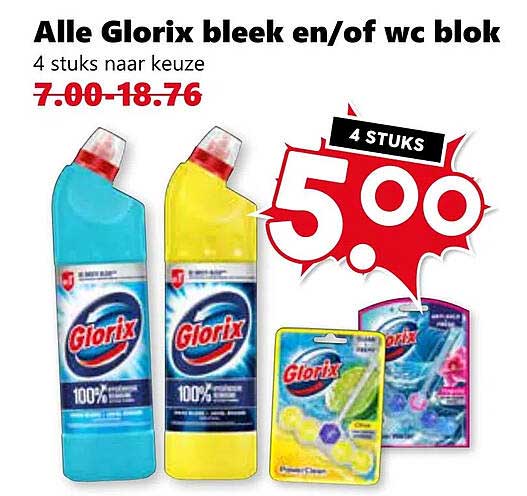 Alle Glorix bleek en/of wc blok