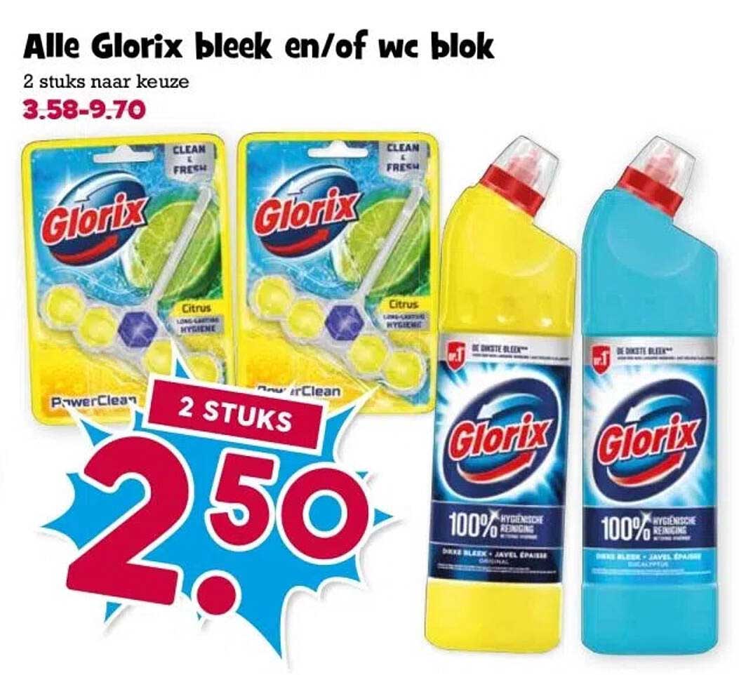 Alle Glorix bleek en/of wc blok
