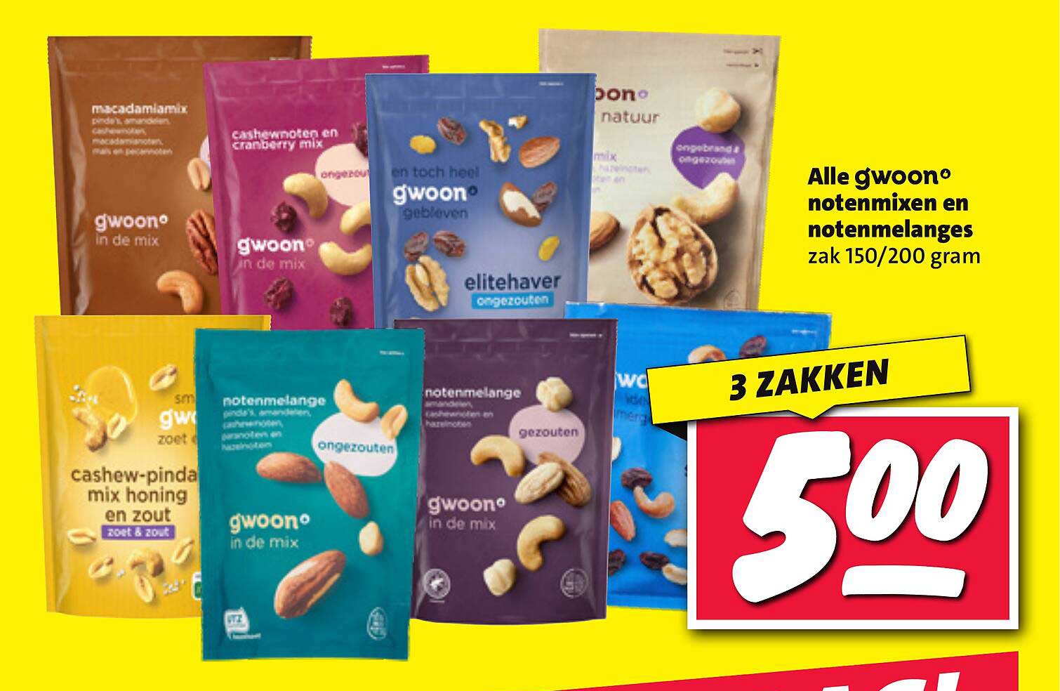 Alle gwoon® notenmixen en notenmelanges zak 150/200 gram