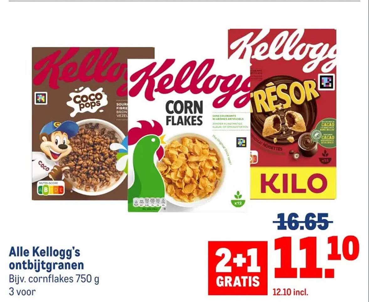 Alle Kellogg's ontbijtgranen
