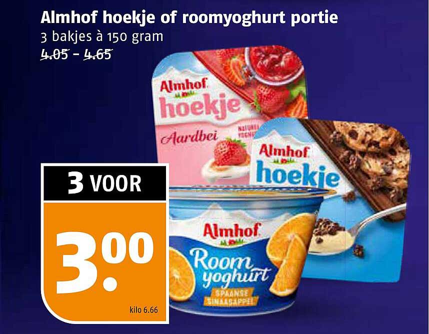 Almhof hoekje of roomyoghurt portie