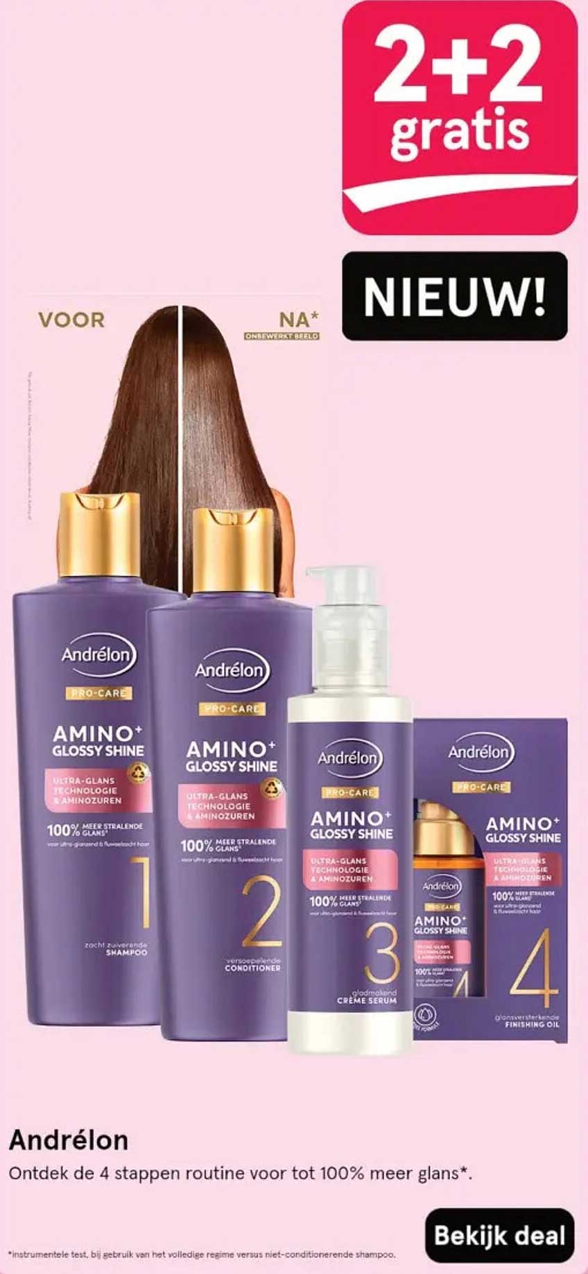 Andrélon - Ontdek de 4 stappen routine voor tot 100% meer glans*.