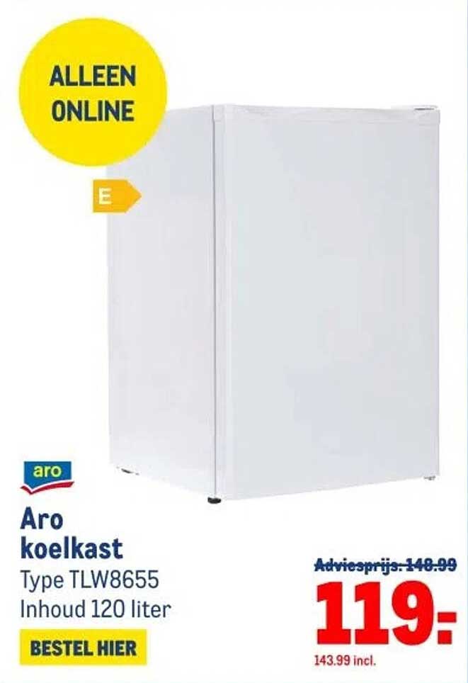 Aro koelkast Type TLW8655 Inhoud 120 liter