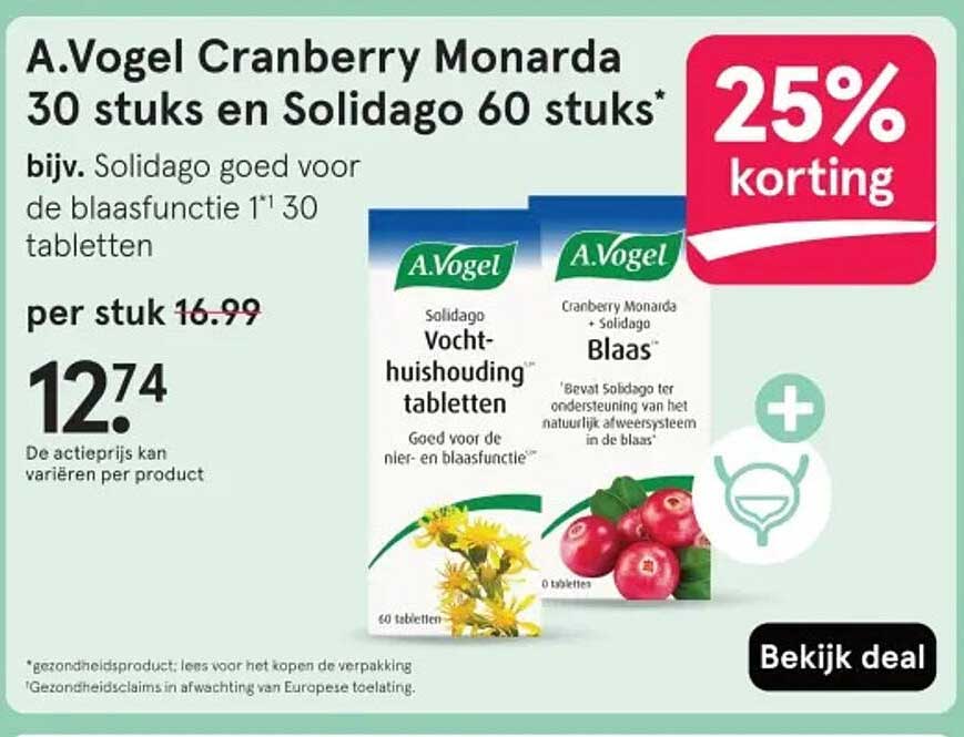 A.Vogel Cranberry Monarda 30 stuks en Solidago 60 stuks