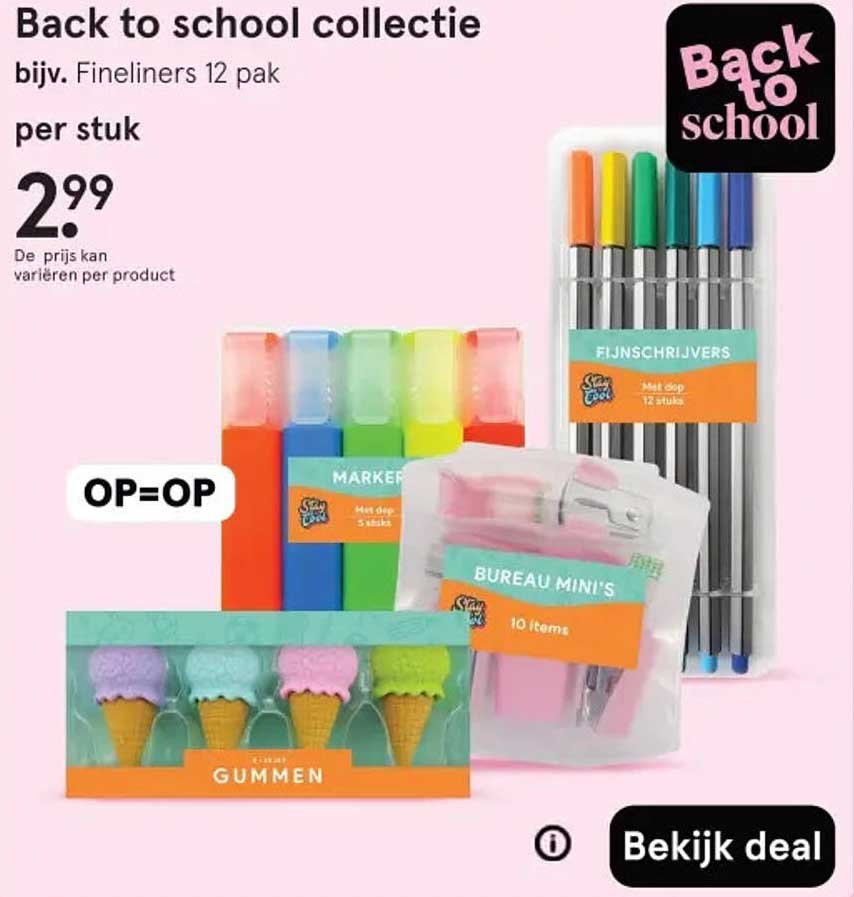 Back to school collectie bijv. Fineliners 12 pak