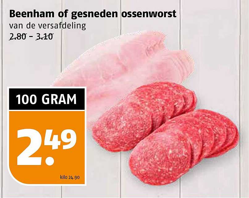 Beenham of gesneden ossenv worst