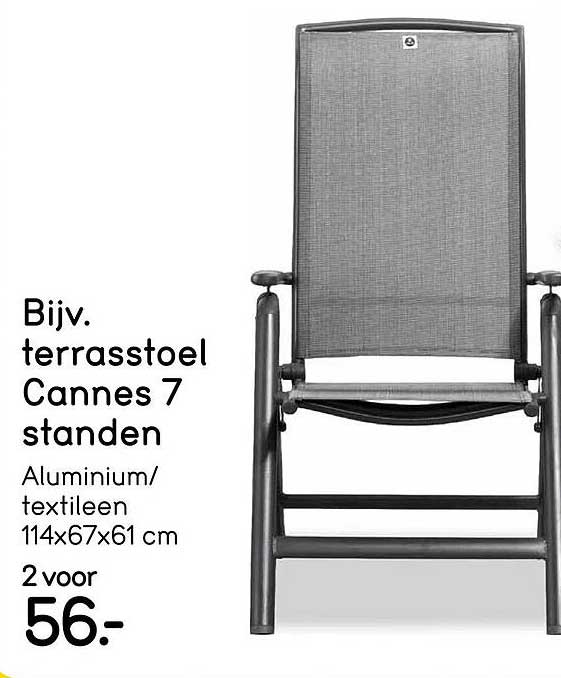 Bijv. terrasstoel Cannes 7 standen
