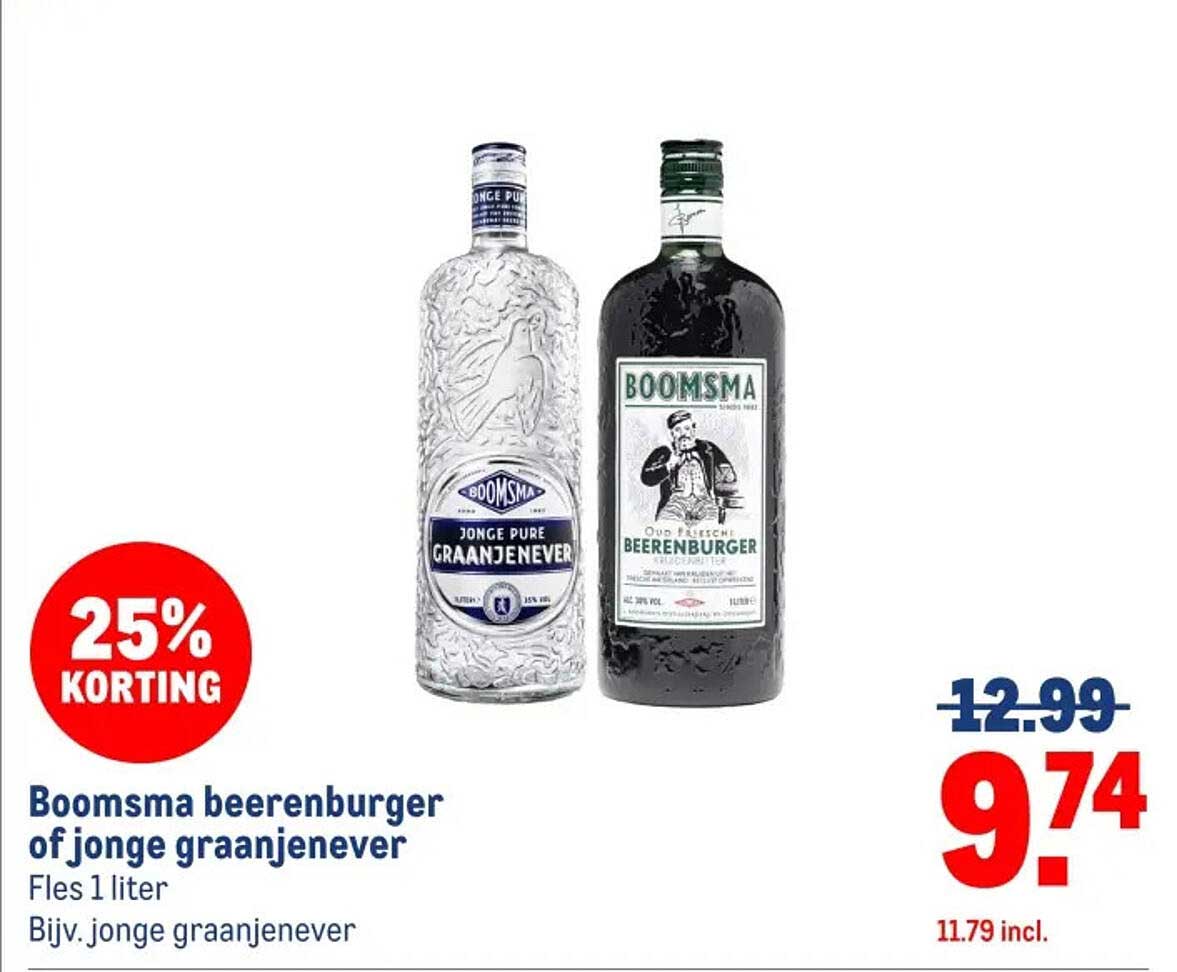 Boomsma beerenburger of jonge graanjenever - Fles 1 liter
