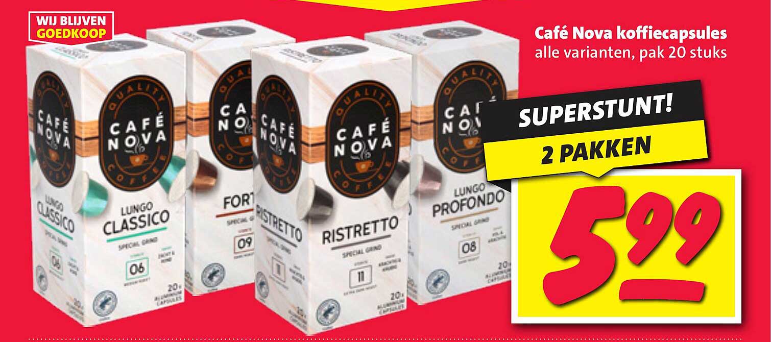Café Nova koffiecapsules alle varianten, pak 20 stuks
