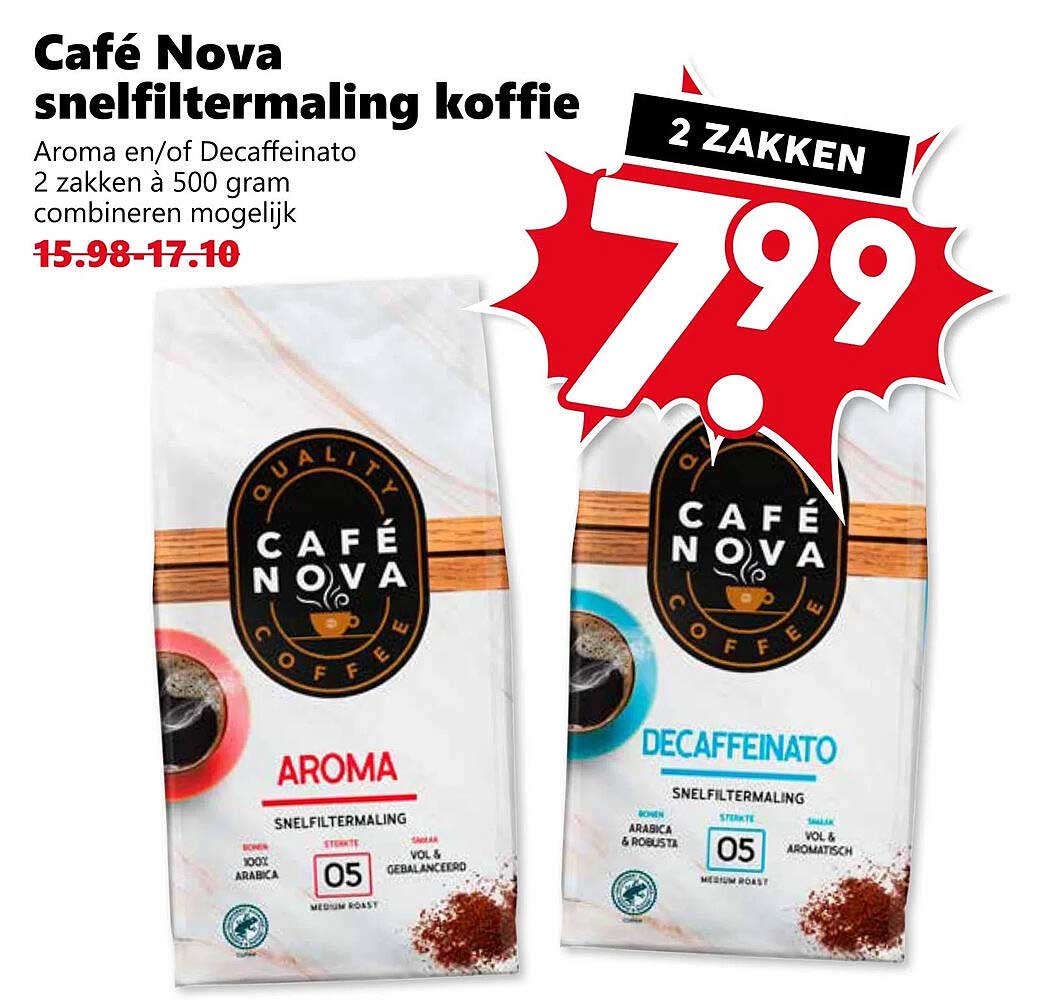Café Nova snelfiltermaling koffie