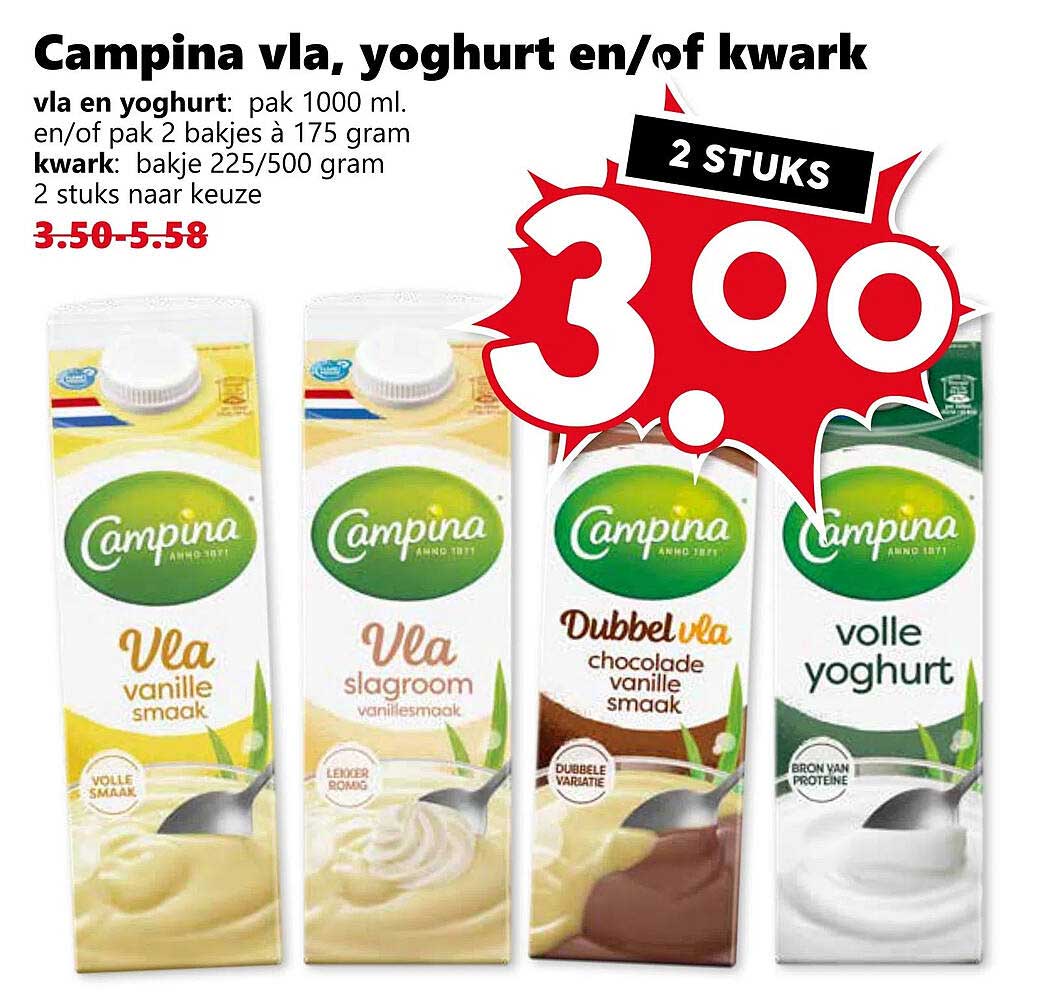 Campina vla, yoghurt en/of kwark