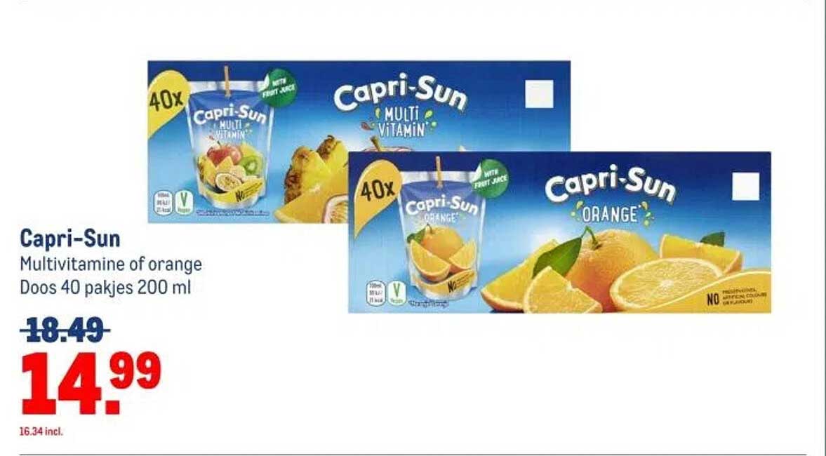Capri-Sun Multivitamine of orange Doos 40 pakjes 200 ml