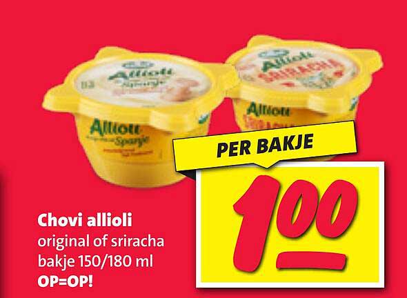 Chovi allioli original of sriracha bakje 150/180 ml