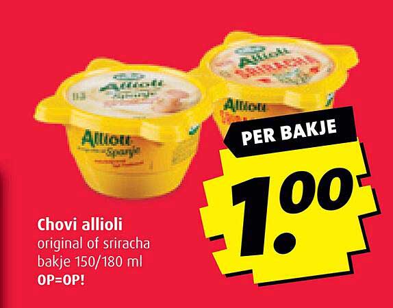 Chovi allioli original of sriracha bakje 150/180 ml