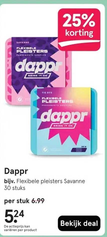 Dappr bijv. Flexibele pleisters Savanne 30 stuks