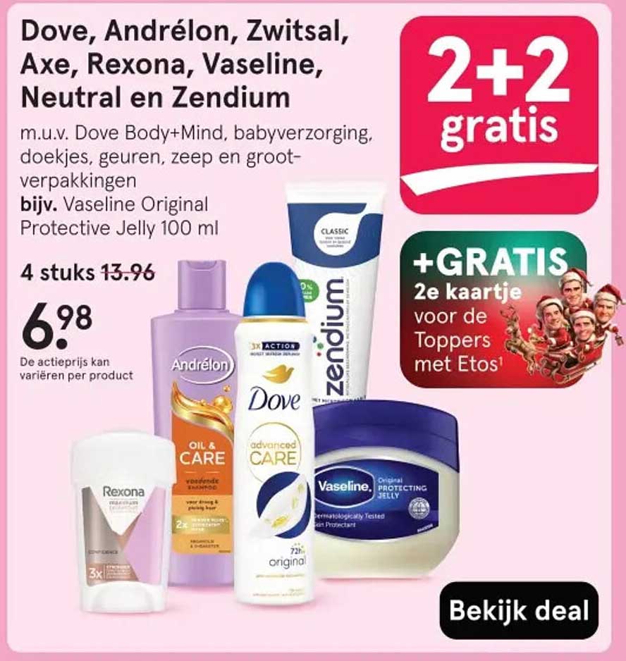Dove, Andrélon, Zwitsal, Axe, Rexona, Vaseline, Neutral en Zendium