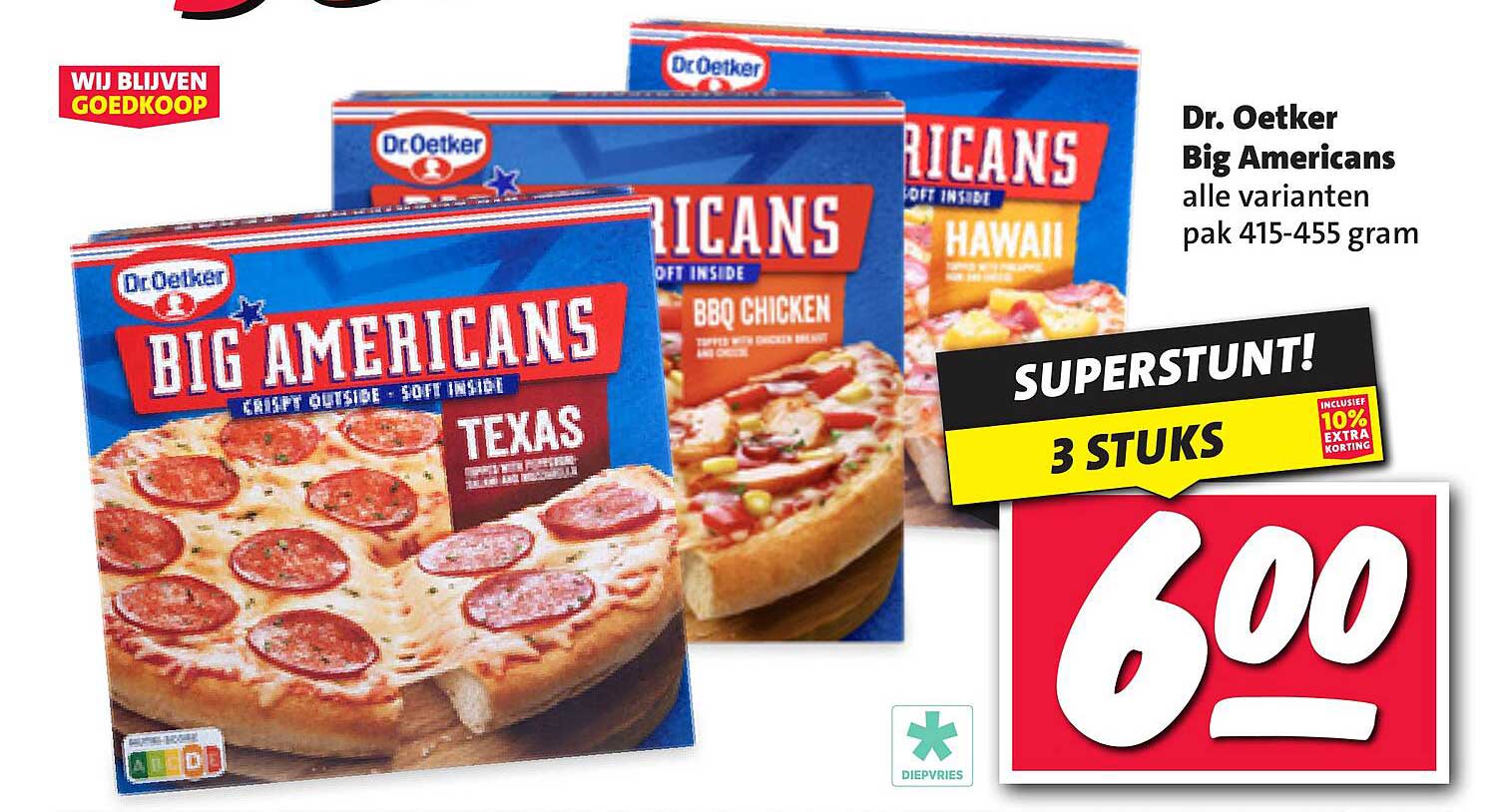 Dr. Oetker Big Americans alle varianten pak 415-455 gram