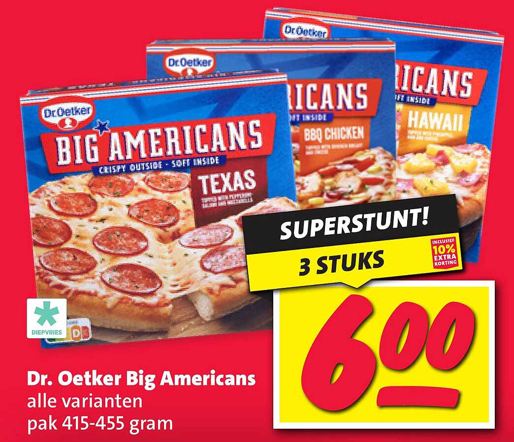 Dr. Oetker Big Americans alle varianten pak 415-455 gram