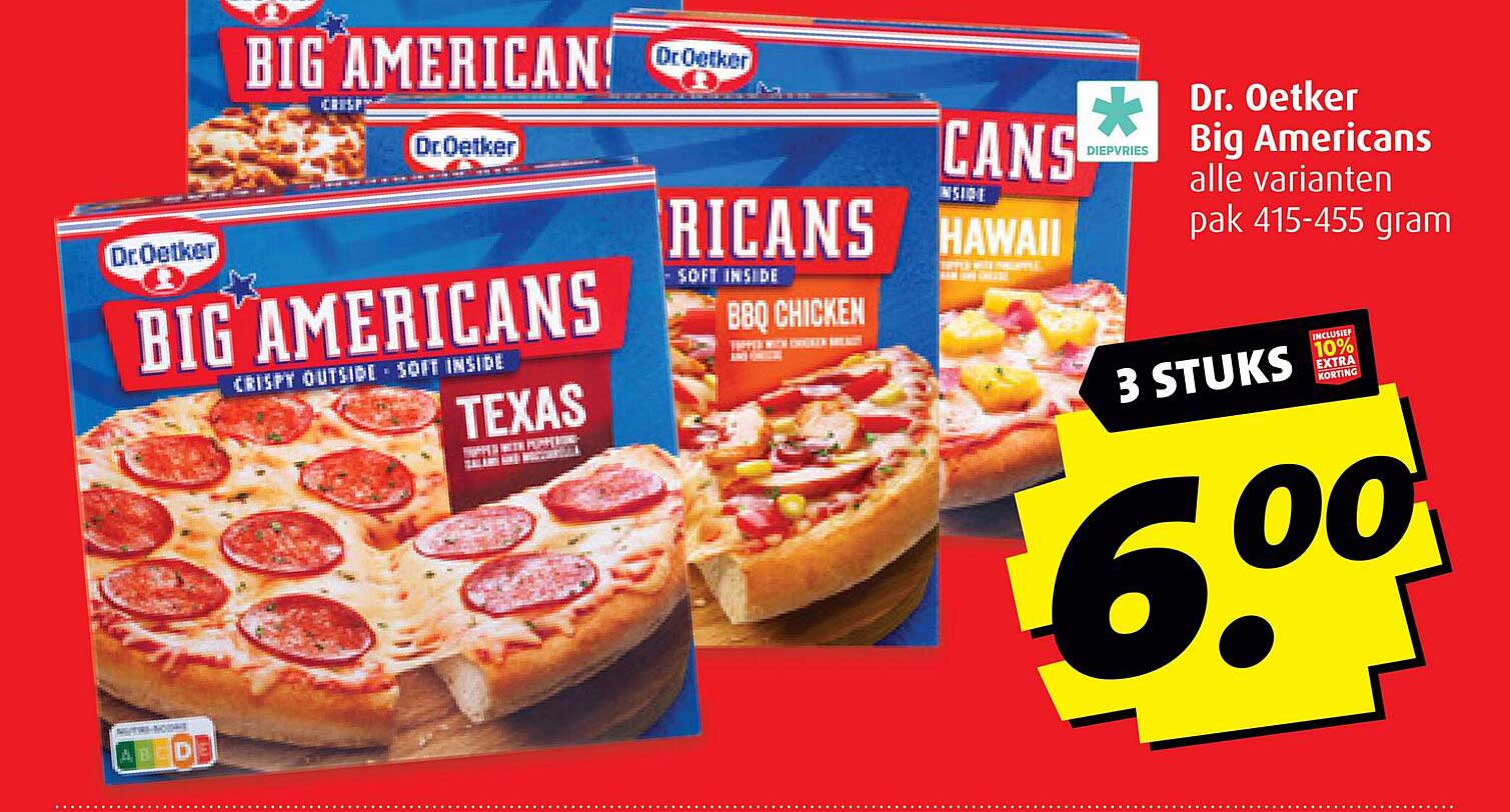 Dr. Oetker Big Americans alle varianten pak 415-455 gram