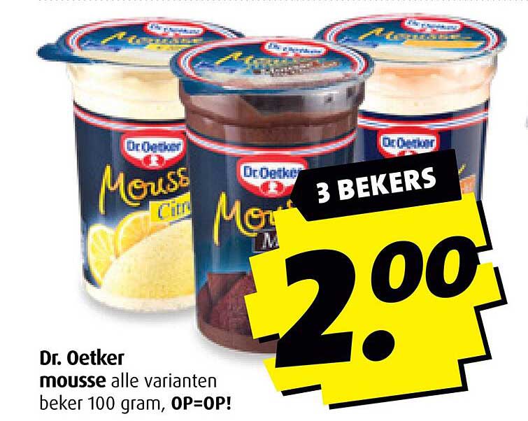 Dr. Oetker mousse alle varianten beker 100 gram, OP=OP!