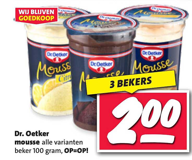 Dr. Oetker mousse alle varianten beker 100 gram, OP=OP!