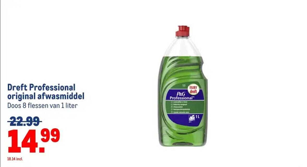 Dreft Professional original afwasmiddel Doos 8 flessen van 1 liter