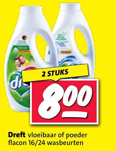 Dreft vloeibaar of poeder flacon 16/24 wasbeurten