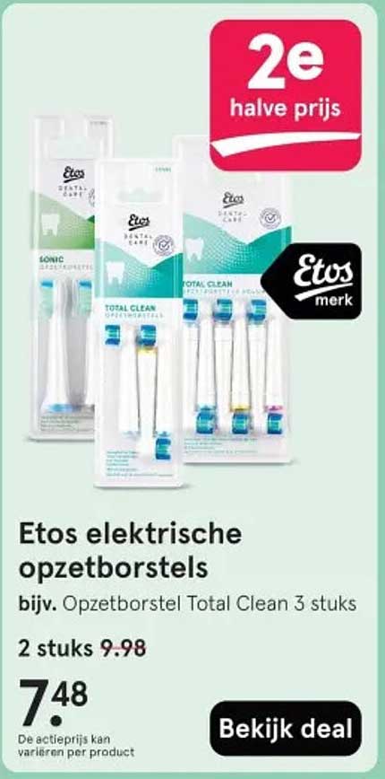 Etos elektrische opzetborstels bijv. Opzetborstel Total Clean 3 stuks