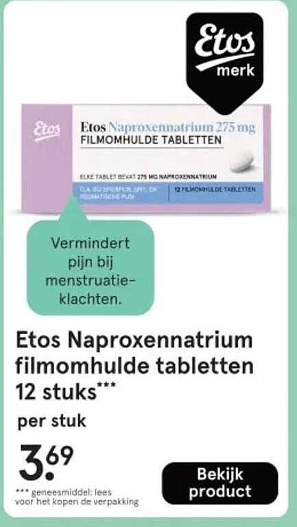 Etos Naproxennatrium filmomhulde tabletten 12 stuks***
