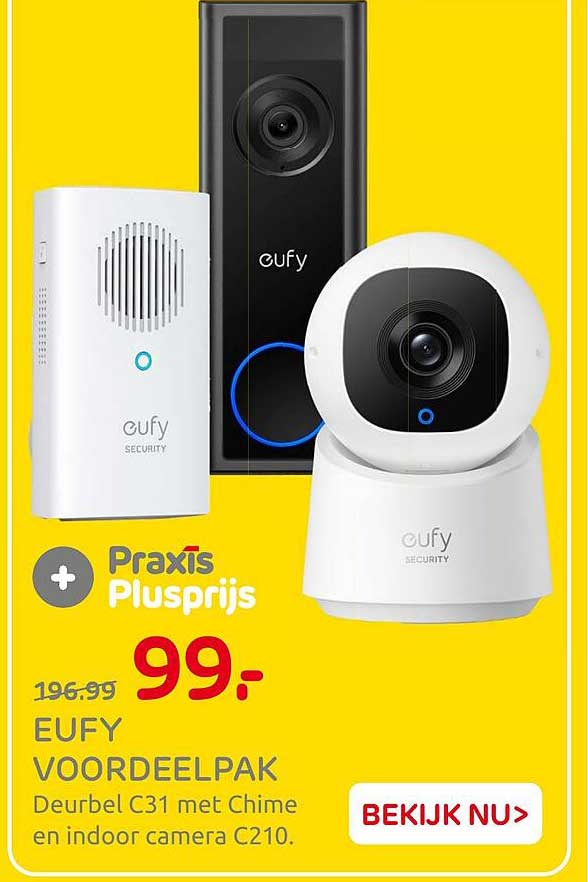 EUFY VOORDEELPAK Deurbel C31 met Chime en indoor camera C210.