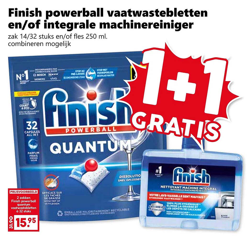 Finish powerball vaatwastabletten en/of integrale machine reiniger