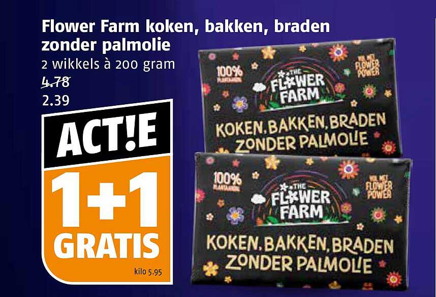 Flower Farm koken, bakken, braden zonder palmolie