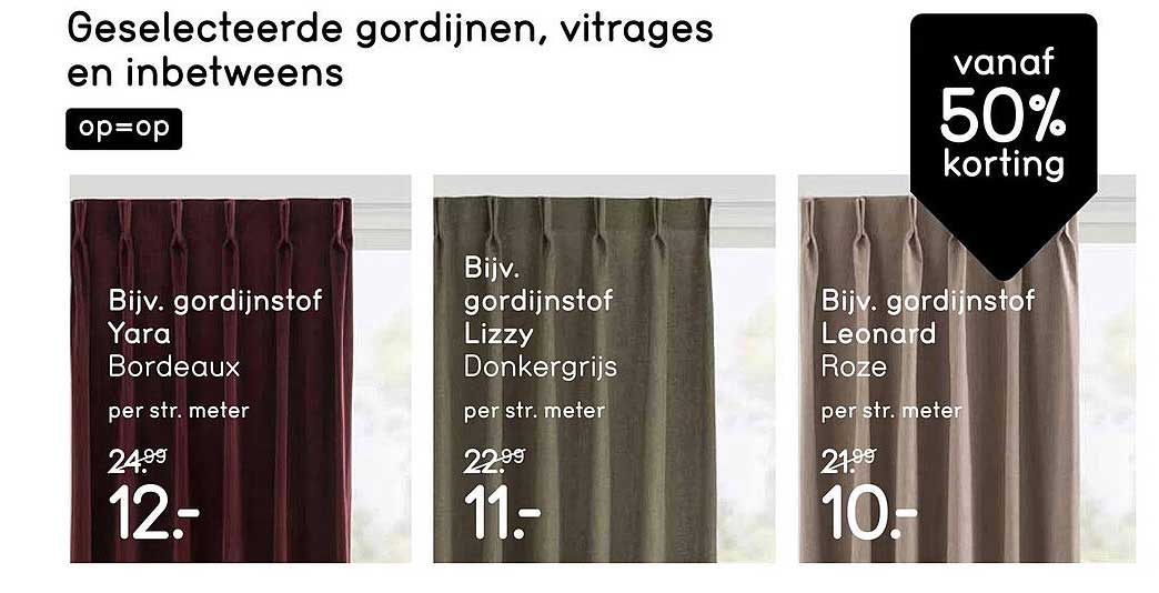 Geselecteerde gordijnen, vitrages en inbetweens