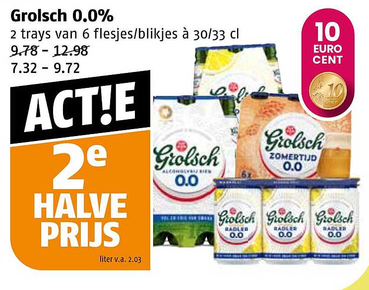 Grolsch 0.0% 2 trays van 6 flesjes/blikjes à 30/33 cl
