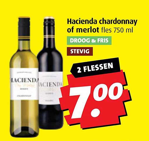 Hacienda chardonnay of merlot fles 750 ml