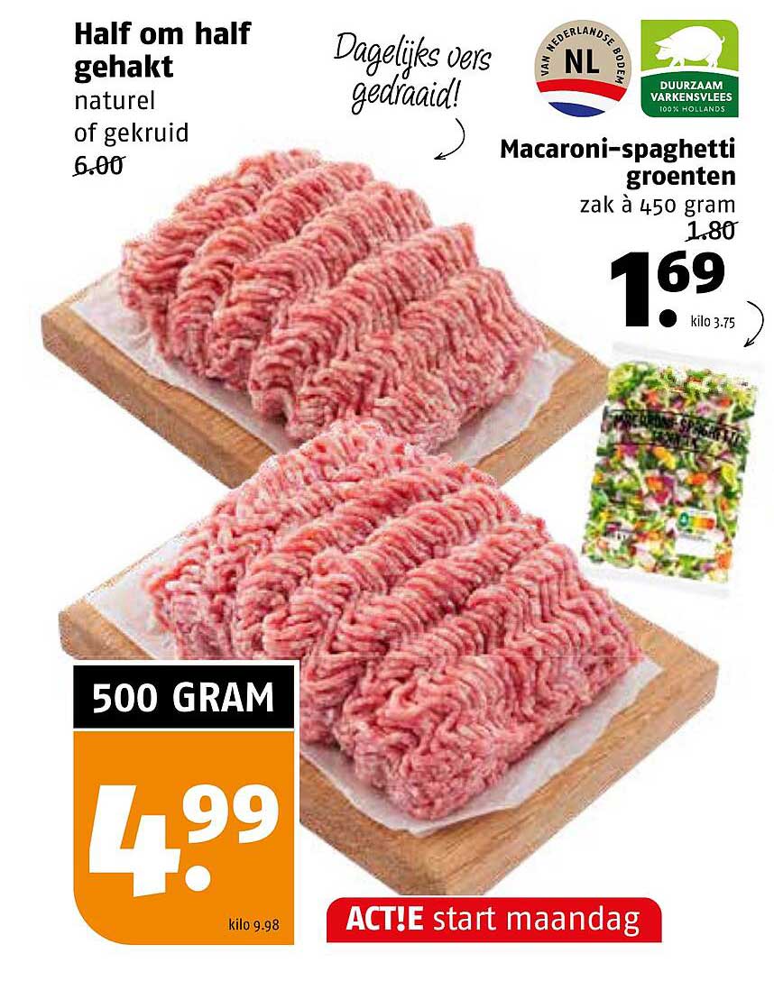 Half om half gehakt naturel of gekruid