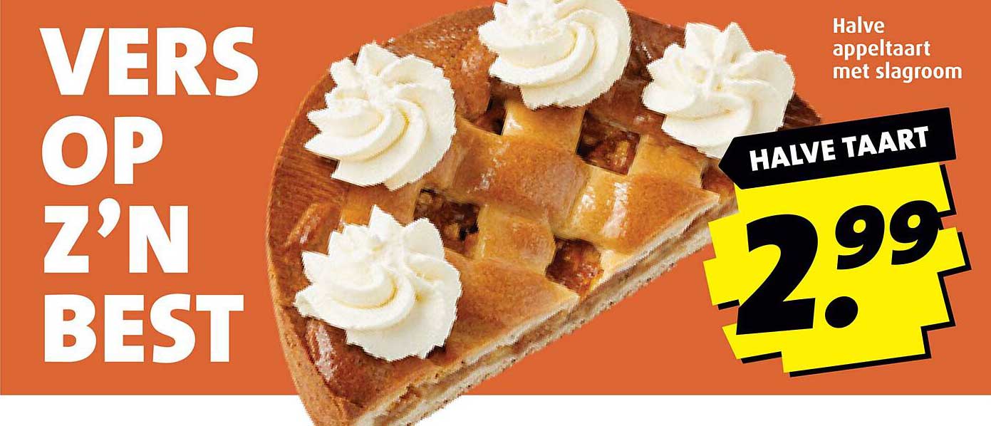Halve appeltaart met slagroom